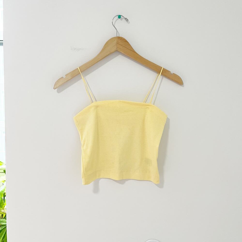 American Eagle Yellow Ribbed Crop Top Tank Size Medium